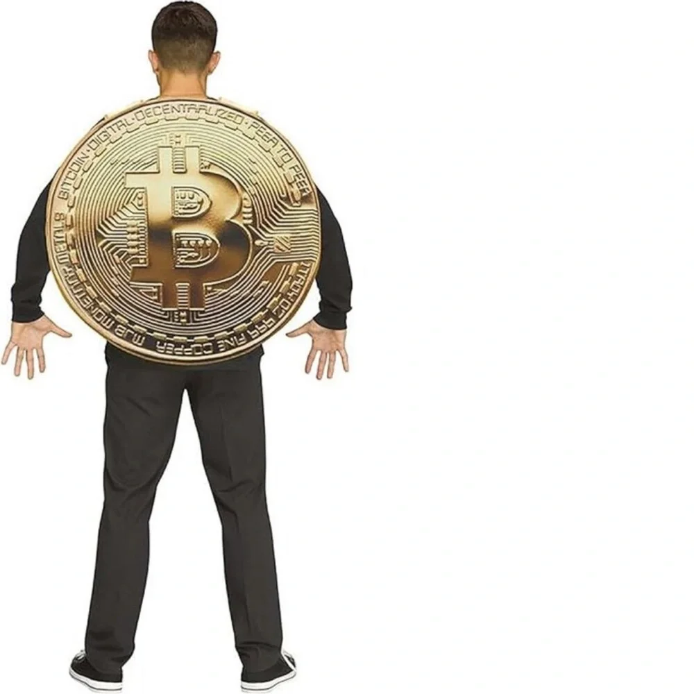 ** LAST‎ FEW! New Adult/ Teen Bitcoin Crypto Gold Coin Costume Halloween Unisex